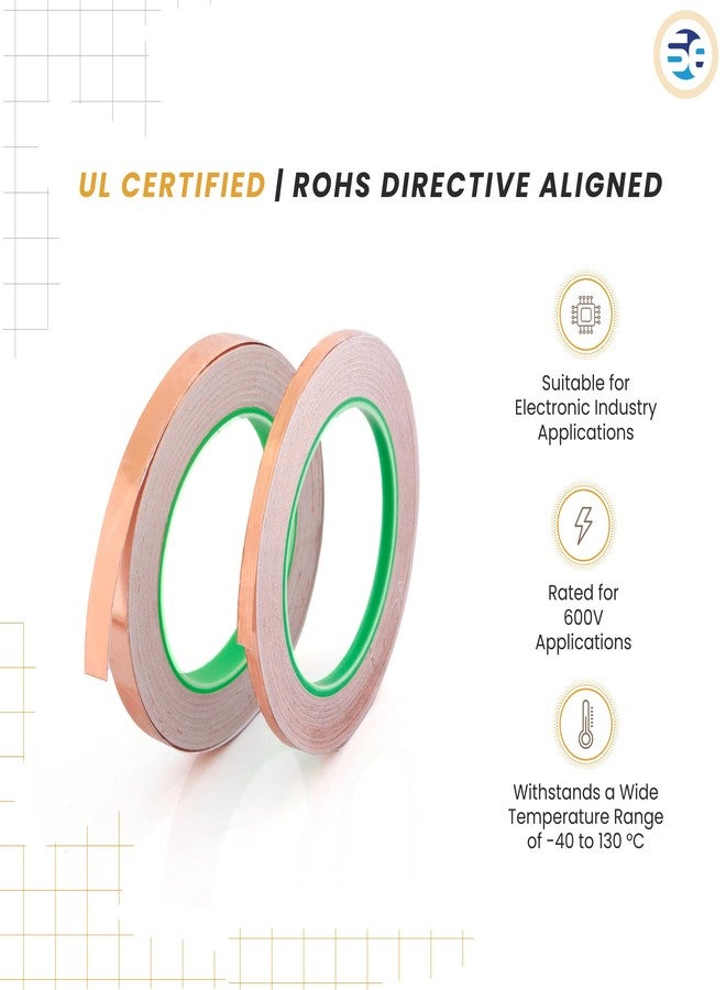 Shilpent Copper Foil Tape with Conductive Adhesive (Size - W 12mm × L 25 meter roll, 65 micron)(Roll Length - 25 meter)(Both side conductive tape)(Pack Of 1) - Image 5